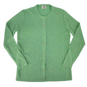 Vintage HOOPER ASSOCIATES Women's Green Cardigan Knit Sweater Sz 18